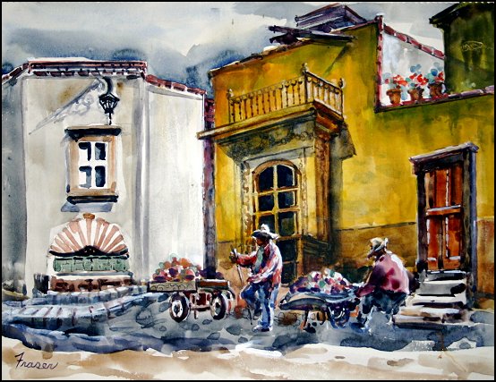 San Miguel de Allende ~ Street Vendors 12 x 16 wc